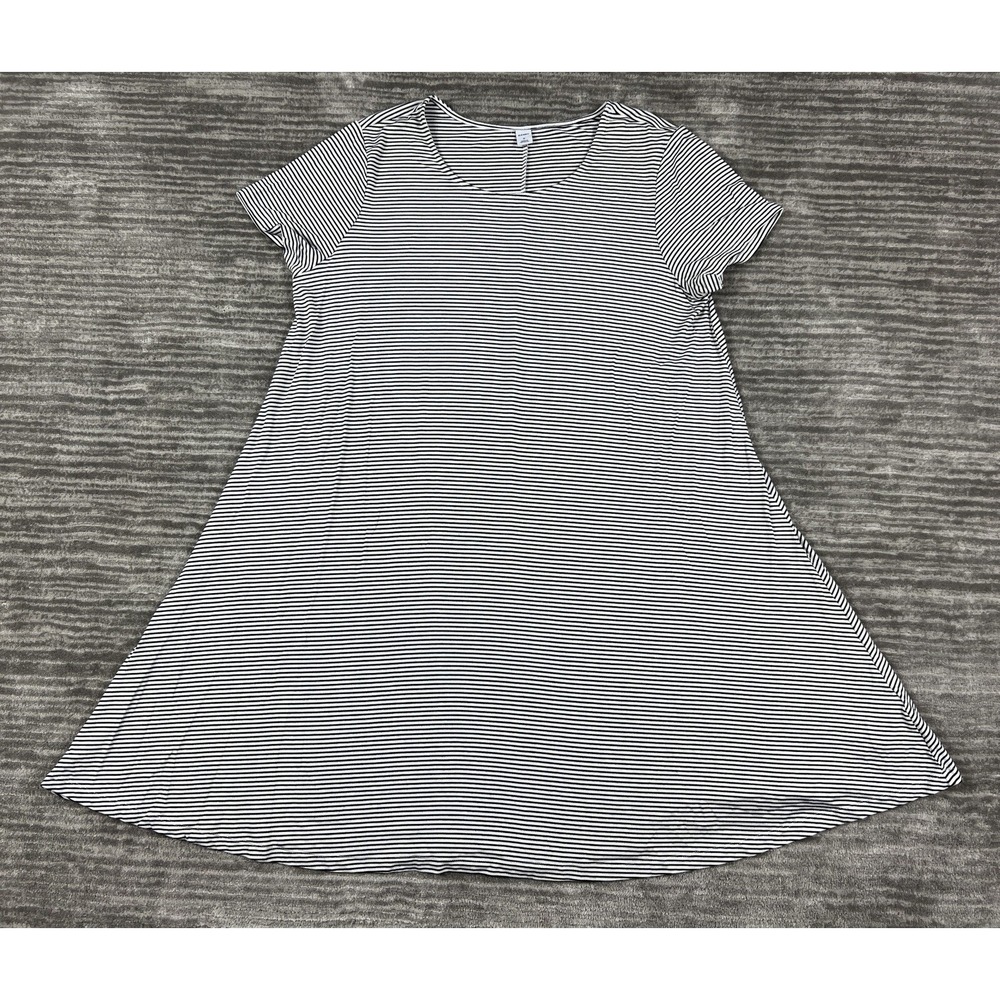 Old Navy Dress Women Extra Large Black White Striped Pullover Shirt Casual